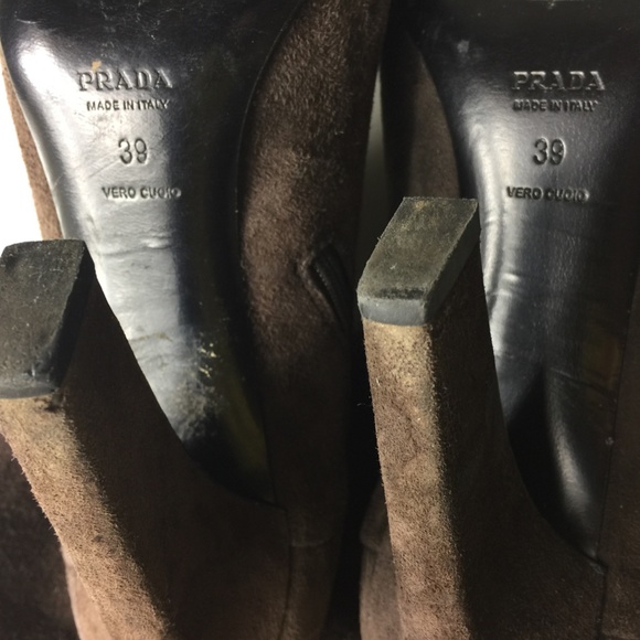 PRADA BROWN KNEE HIGH HEALS SIZE 39 US 8.5 - Picture 11 of 16